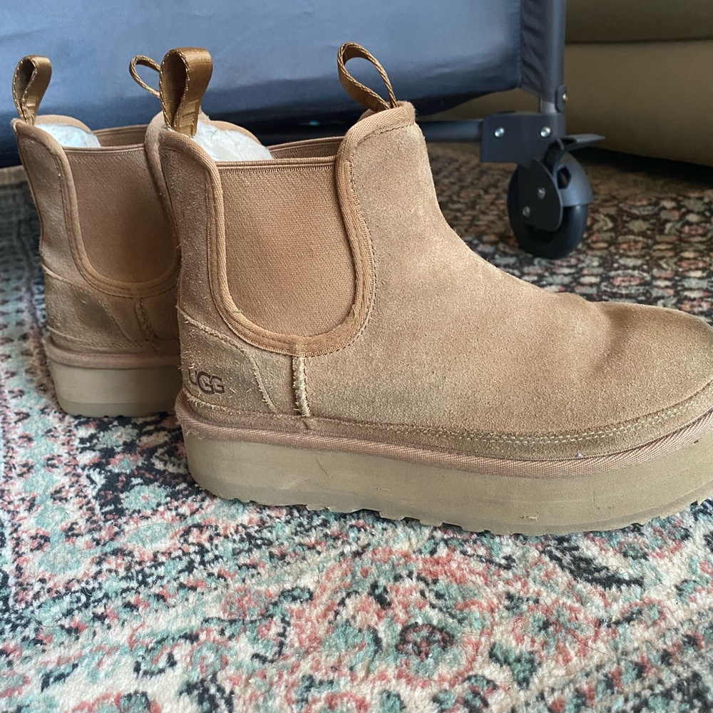 UGG Chestnut Suede Platform Boots